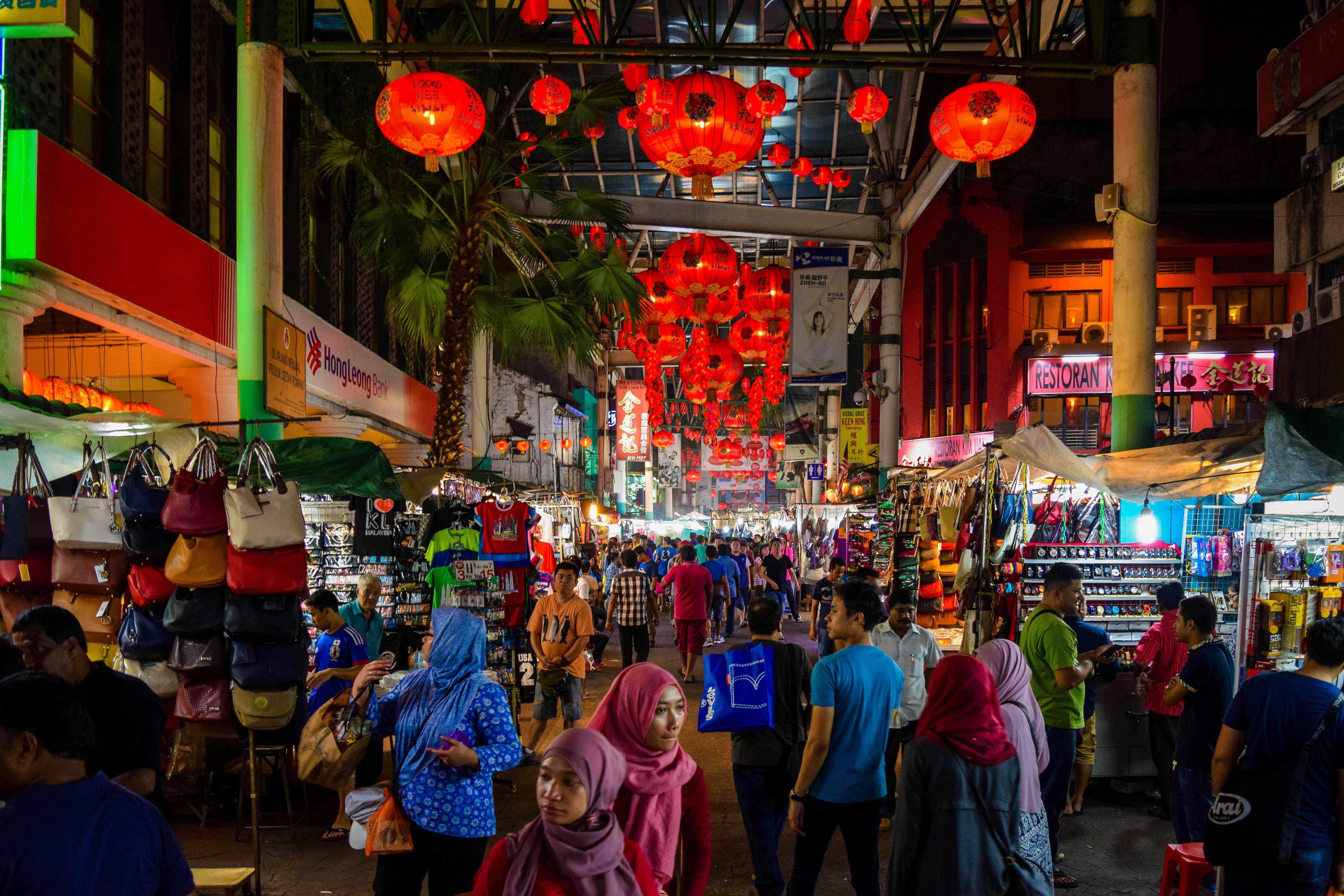 Shopping at night market in Kuala Lumpur