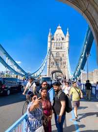Joyful moment at Tower Bridge, London