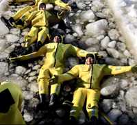 Arctic Fun With Ice Floating at Lapland, Finland